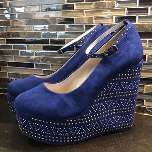 Torrid royal blue studded ankle strap platform